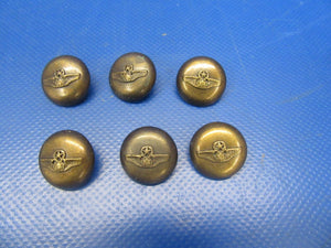 Master Sargent Aircraft Brass Upholstery Buttons LOT OF 6 (0318-55)